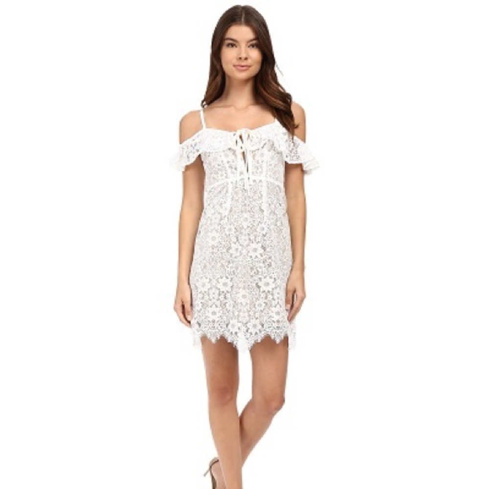For Love and Lemons dress rosemary wedding bride mini floral white lace dress M - Picture 4 of 10